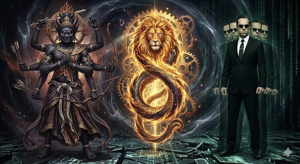 The Trinity of dualistic delusional d(a)emons: 𝔹𝕄-𝔾𝔻-Matrix (𝔸𝕊): Buddhist Mara — Gnostic Demiurge — Matrix and Agent Smith