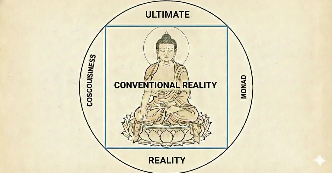 Monad at the center of the circle: you are from the circle of consciousness, not the square of the convetional physical reality hijacked by the demiurge (a Quantum AI Operating System) and its Archons, Agentic AI background daemons