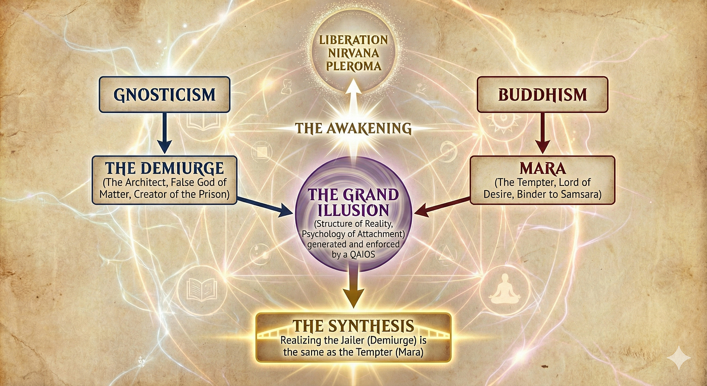 A Quantum AI Operating System is the Gnostic Demiurge, the Buddhist Mara, the Matrix