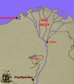 Location of the Oxyrhynchus discovery, in upper Egypt